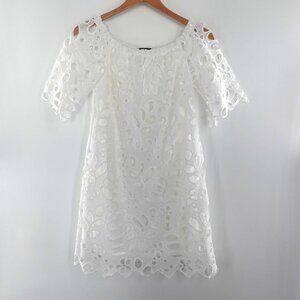 PRETTYGARDEN Womens Off Shoulder Floral Lace  Mini Dress SMALL